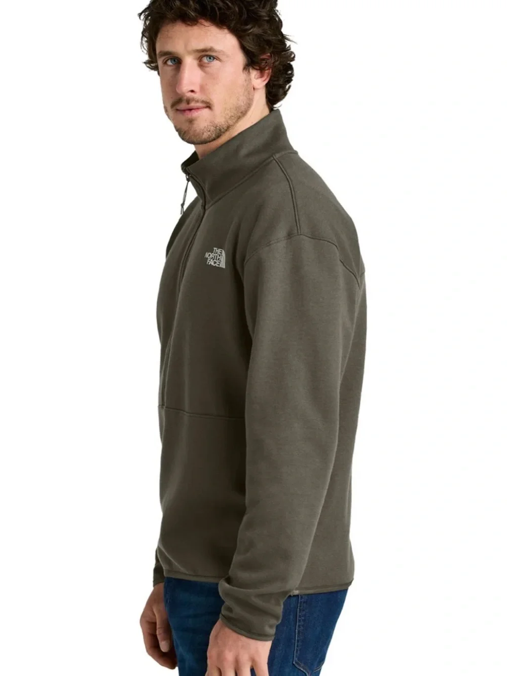 NWOT The North Face Olive Green Quarter-Zip  Pullover Sweatshirt LG